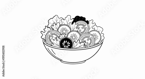 Fresh, healthy salad in a simple bowl with sliced tomatoes and lettuce