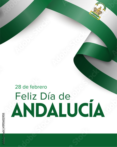 Happy Andalusian Day Spain Green Flag Background