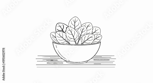 Fresh spinach leaves overflowing from a simple bowl on a wooden surface