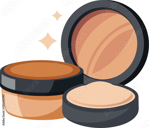 Make up powder and beauty foundation isolated on transparent background