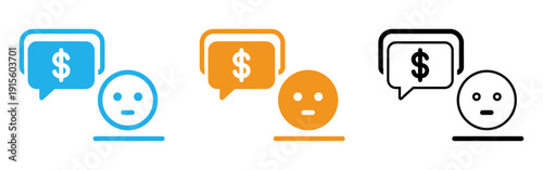 Colorful icons depicting people discussing money