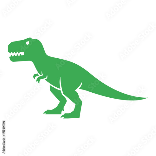 Green Tyrannosaurus Rex Silhouette Vector Illustration - Minimalist T-Rex Dinosaur Icon