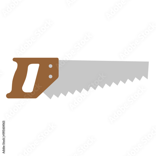 Professional Hand Saw Flat Design Vector Illustration - Minimalist Carpentry Construction Tool Graphic
