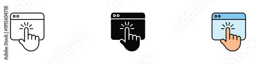 Interactive icon vector. Cursor pointer symbol for website navigation, online interaction, touch screen interface, and digital marketing set. Vector Illustration.