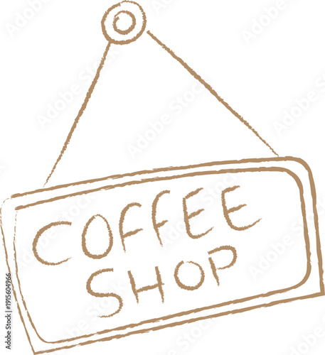 Artistic Chalk Style Coffee Shop Hanging Sign Illustration