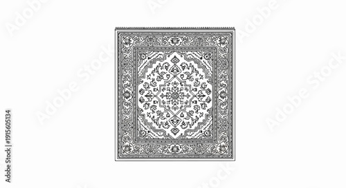Intricate Persian rug design with floral motifs and geometric central medallion