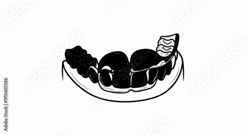 Hand-drawn black and white sketch of a set of teeth