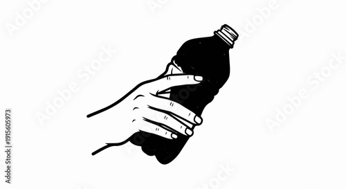 Hand holding a dark liquid-filled bottle