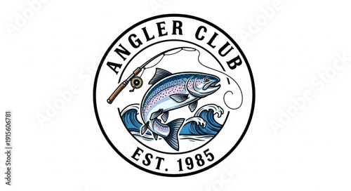 Fishing Logo with Trout Illustration.
