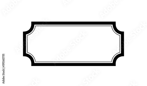 Blank vintage label with metal border flat vector template isolated on white background