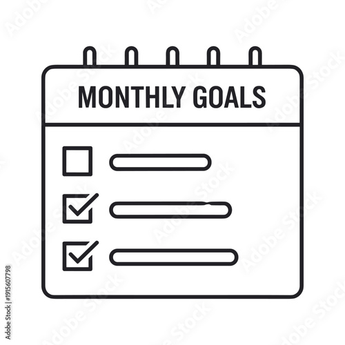 Monthly goals checklist on calendar page