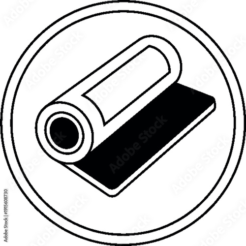 Canvastavla A black and white illustration of a roll of tape inside a circle