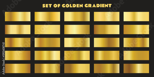 Golden Metallic Gradients. Premium Gold Swatches Collection Flat Vector