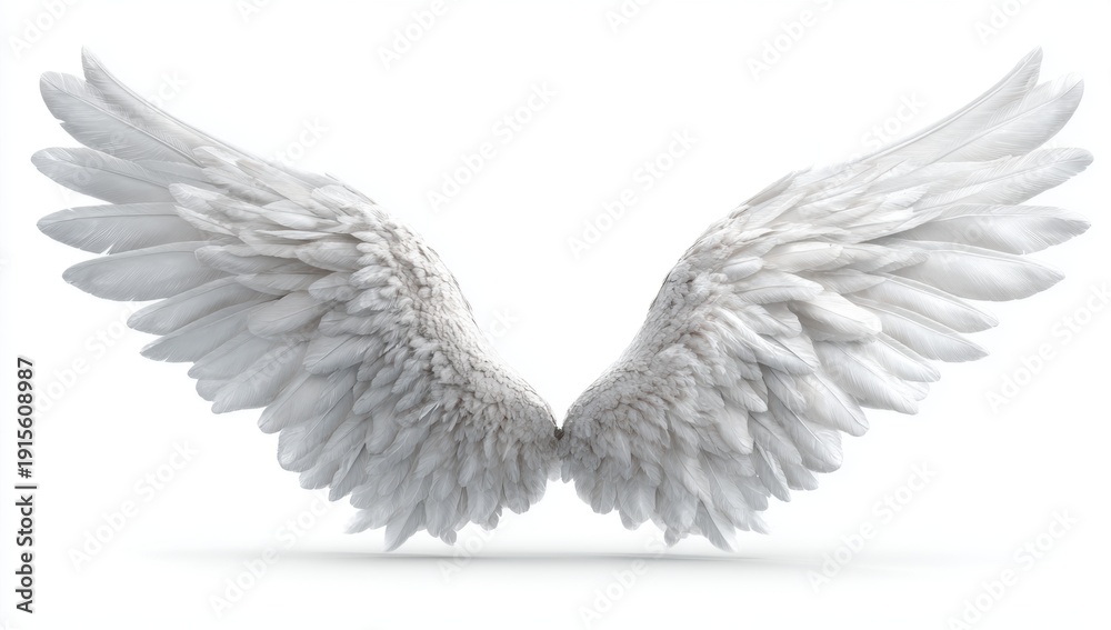 Fototapeta premium White wings isolated on white background.