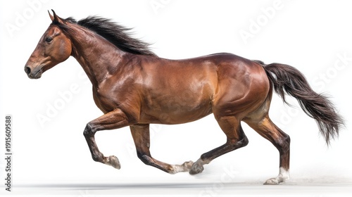 Wallpaper Mural Majestic brown horse running dynamically on white background. Torontodigital.ca