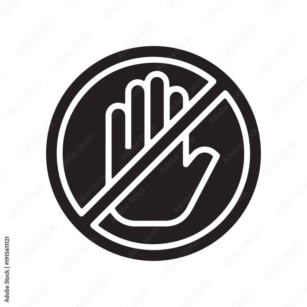 Obraz premium Hand Gesture Icon Prohibited Touching Or Using Symbol
