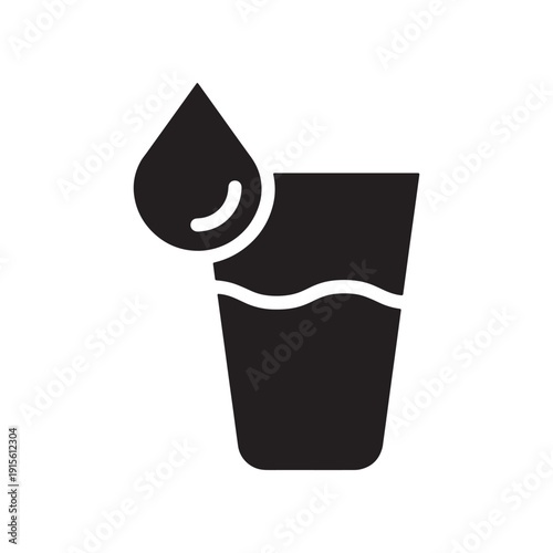 Water Droplet Pouring Into Glass Icon Design