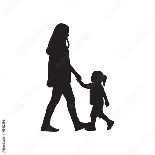 Woman Holding Hands With Child Walking Together