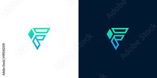 Elegant and modern geometric logo design for a futuristic F letterform with a gradient color palette