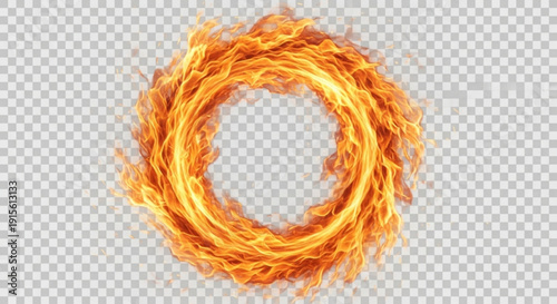 Vibrant circular flames burning brightly in a ring