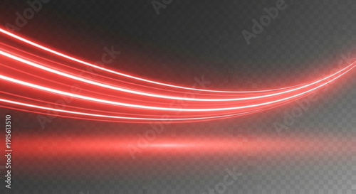 Vibrant red neon light trails on dark background