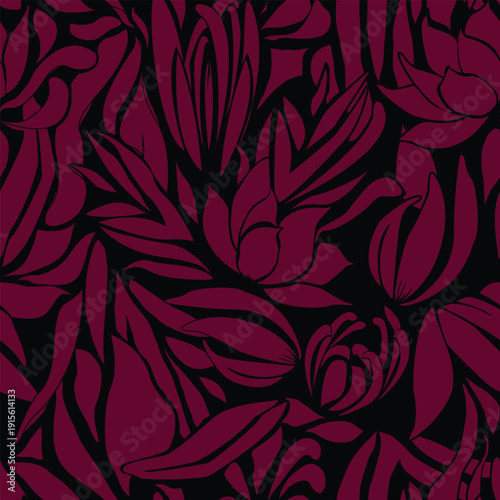 Colorful pastel pink and blue anemone floral seamless pattern with painterly brushstroke texture for textile print for fabric, seamless pattern