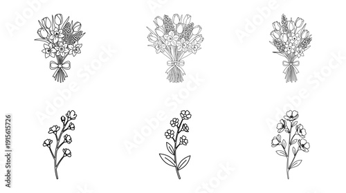 Set of simple floral designs