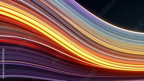 Glowing Line Wave Carving A Curved Light Path Through Dark Backdrop. Data Velocity, Signal Stream, Tech Pulse.