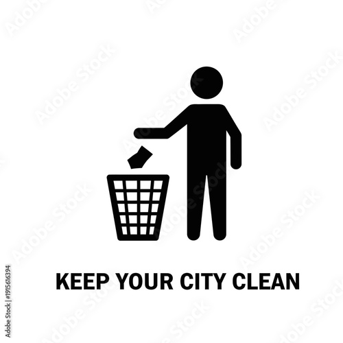 Throw Trash in Bin Symbol – Proper Waste Disposal Sign