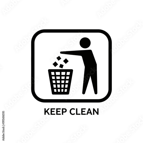 Throw Trash in Bin Symbol – Proper Waste Disposal Sign
