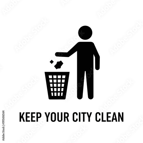 Throw Trash in Bin Symbol – Proper Waste Disposal Sign