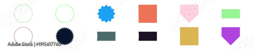 Free Download Abstract collection of colorful geometric shapes, badges, labels, and banners for graphic design elements and web layouts. - GFXLoad