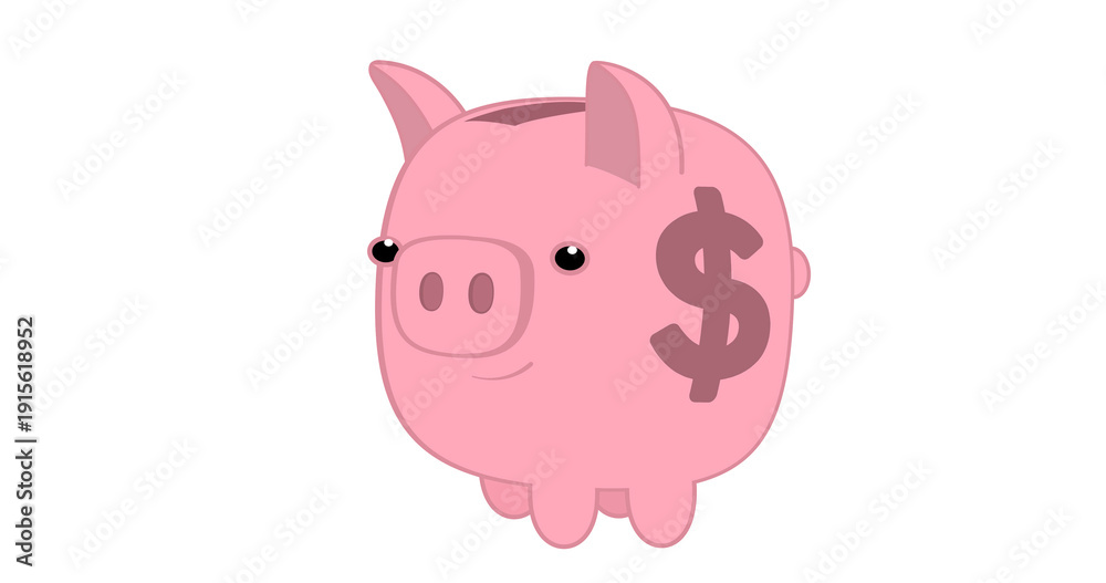Obraz premium Piggy Bank Money Saving Animation for Finance and Investment Concept