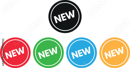 Colorful new button icon set in different colors . New label sticker icon . Vector illustration