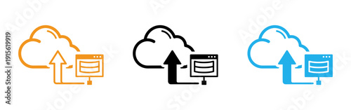 Cloud data storage upload icons