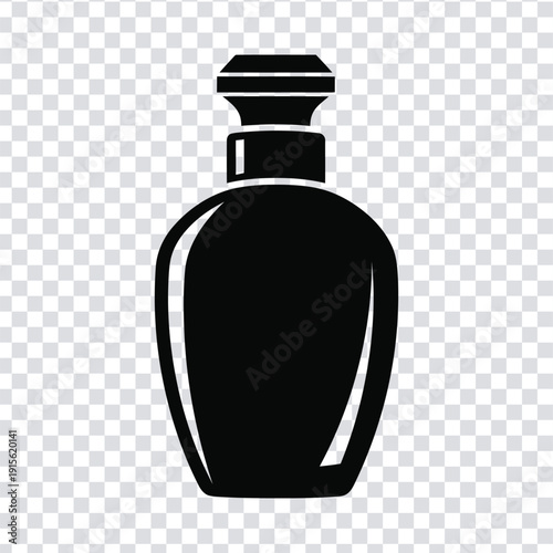 Black silhouette of a perfume bottle with stopper
