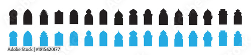 Islamic door and Arabic window arch Vector Silhouettes. Arabic door and window vector silhouette.Islamic vector shapes of a window or door arch