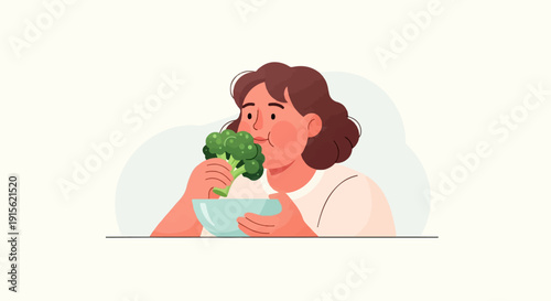 Person eating broccoli from a bowl