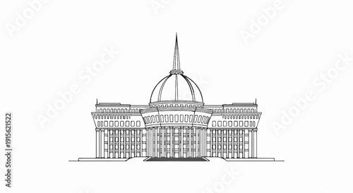 Ornate classical building facade with dome and colonnades