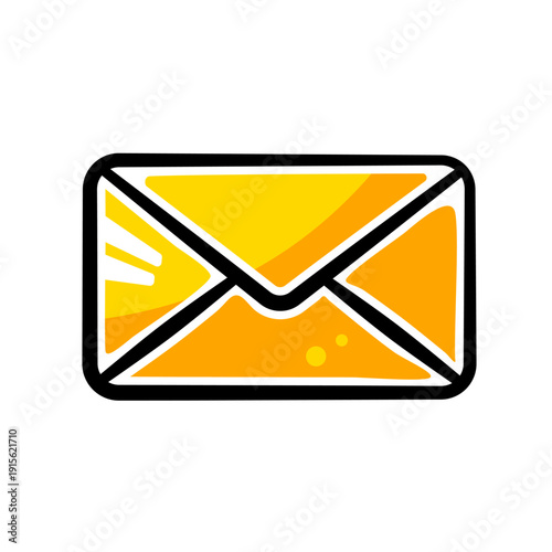 Yellow envelope for email or mail, vector icon