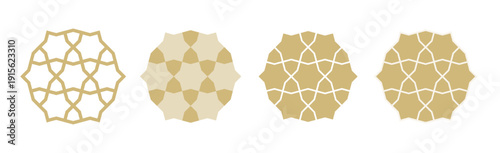 Elegant Islamic ornamental pattern with traditional Arab geometry and floral mandala elements. Luxury gold design for Ramadan celebrations