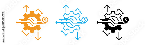 Gear icons with arrows and dollar sign