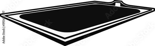 Minimalist graphic representation of a shallow rectangular pool with perspective