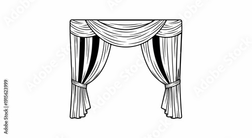Ornate drapes with swags and tiebacks, a classic decorative element