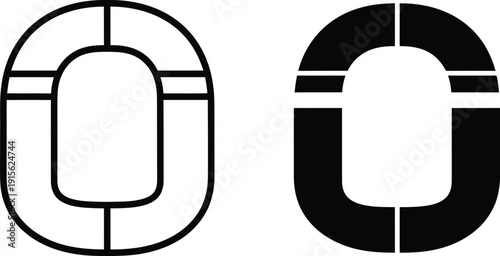 Comparing Hollow and Solid O Graphics with Interior Divisions, Illustrated Black and White