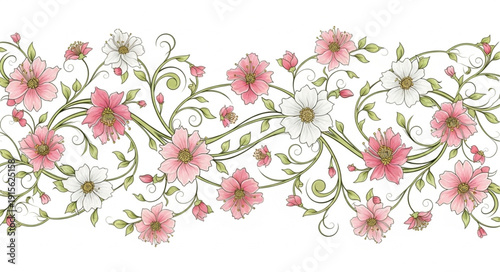Floral Pattern with Pink Flowers.