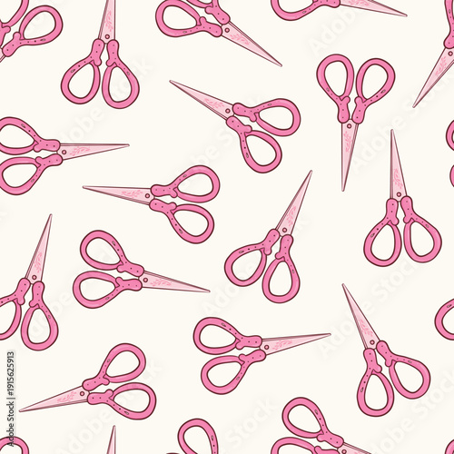 Scissors doodles seamless pattern for sewing and embroidery themed textile prints, banners, backgrounds, digital papers, wallpapers, wrapping papers, stationery, etc. EPS 10