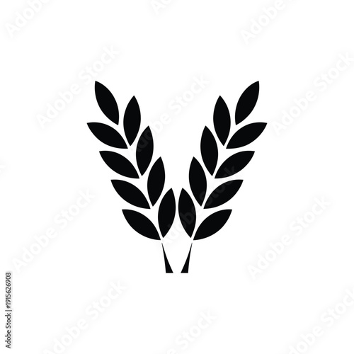 Symmetrical black laurel wreath design on a plain white background