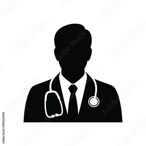 Silhouette of a doctor wearing a suit and stethoscope
