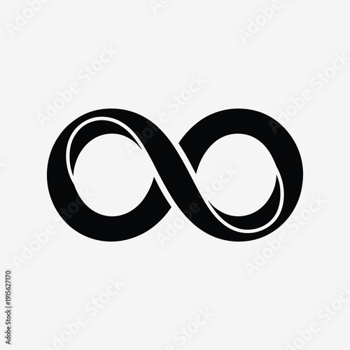 Black infinity symbol against a plain light gray background